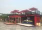 Διώροφη καφετέρια μεταφορικών κιβωτίων με τη στέγη πεζουλιών/πτυσσόμενο Decking